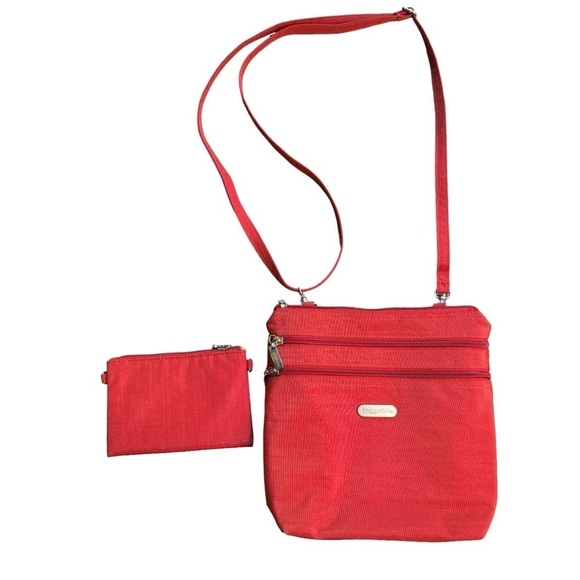 NEW Baggallini 9" Zipper Bag Crossbody Purse With Inner Pouch Red